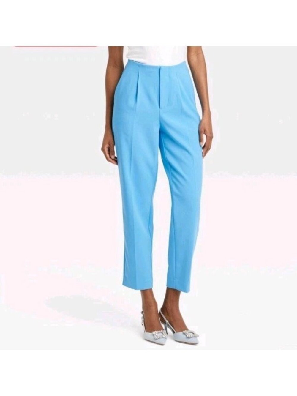 A New Day Dress Pant Junior 17 Blue Tapered High Rise Ankle Tailored Trouser NWT
